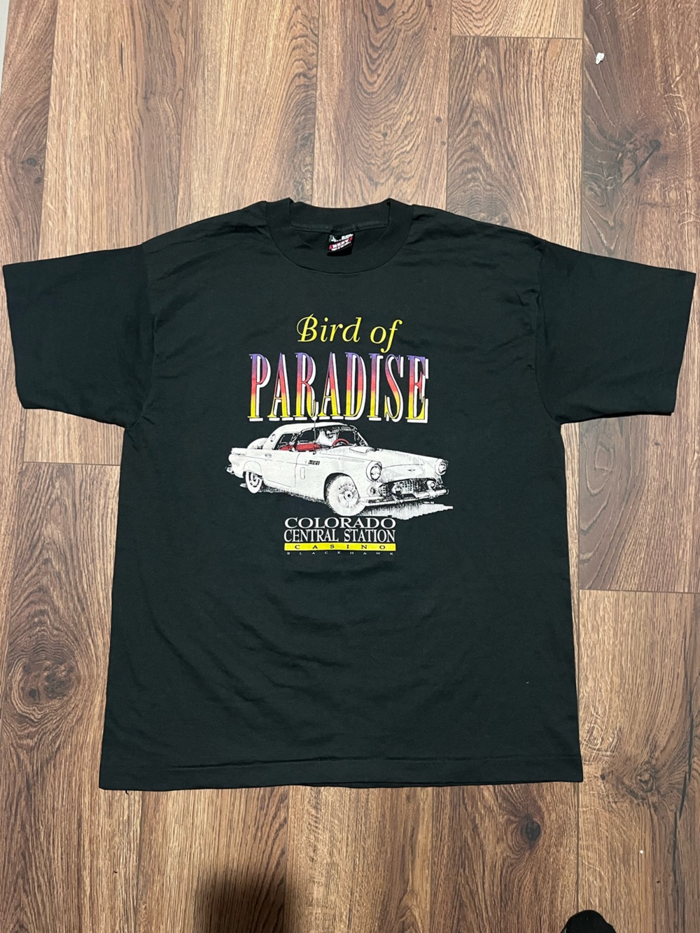 Vintage Fruit of the Loom Black 'Bird of Paradise' Single Stitch Graphic Tee